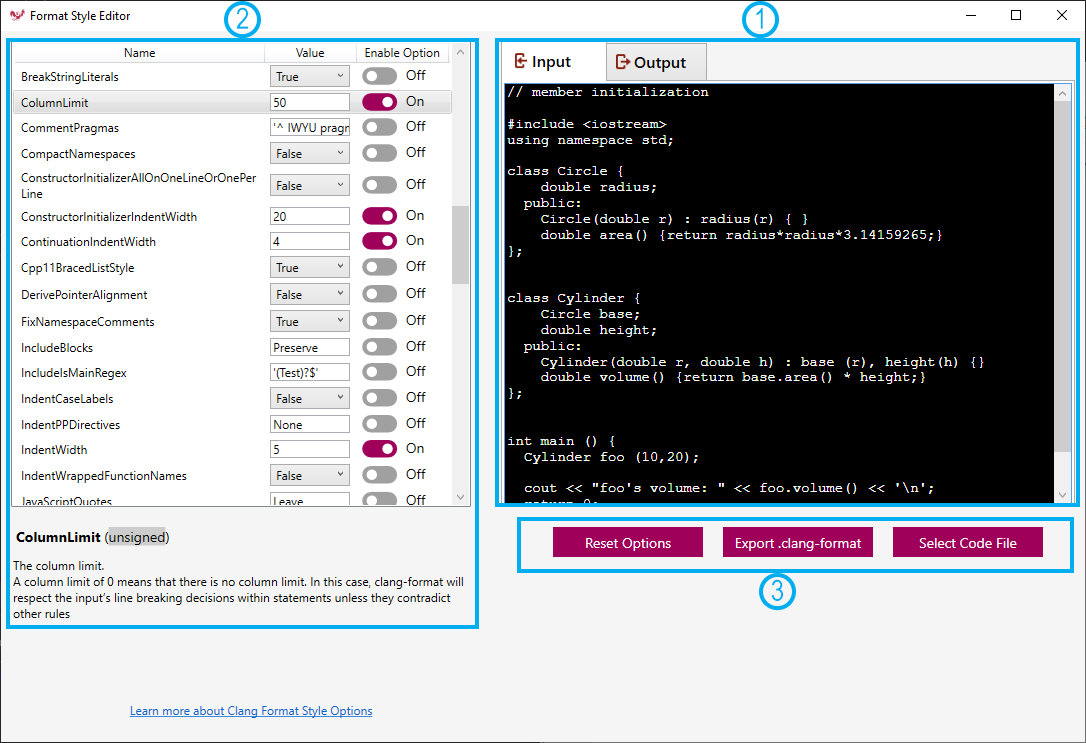 Clang Format Editor